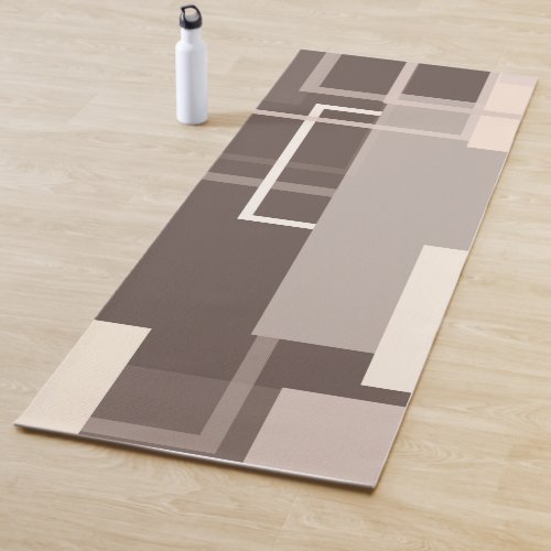 Geometric Squares _ Chocolate and Cream Yoga Mat