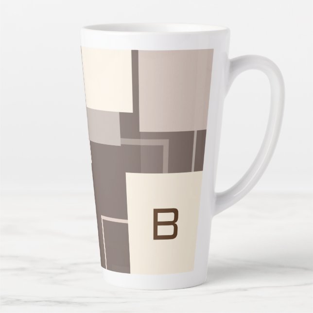 Geometric Squares - Chocolate Cream Latte Mug (Right)