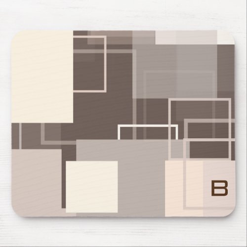 Geometric Squares _ Chocolate Cream Mouse Pad