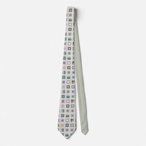 Geometric Squares  Contrasting Stripes Necktie