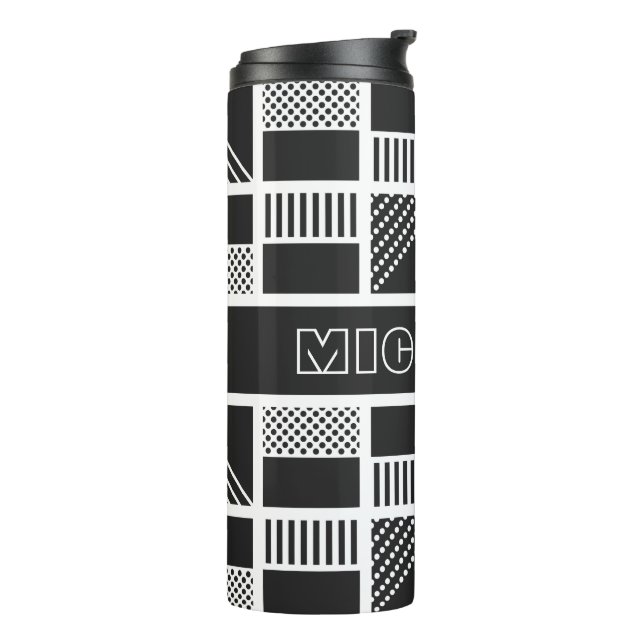 Geometric Squares custom monogram tumbler (Rotated Left)