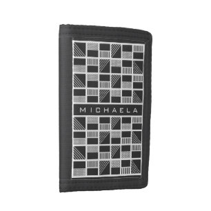 Geometric Squares custom monogram wallets