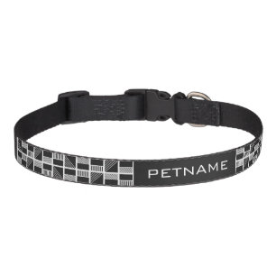 Geometric Squares custom text dog collars