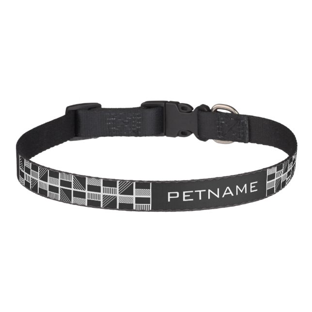 Geometric Squares custom text dog collars (Front)