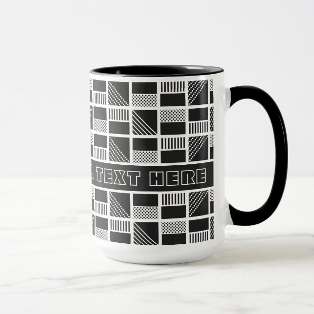 Geometric Squares custom text mugs (Right)