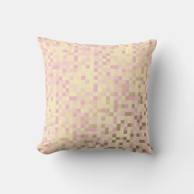 Geometric Squares Foxier Gold Pink Rose Cyber Throw Pillow (Front)
