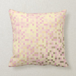 Geometric Squares Foxier Gold Pink Rose Cyber Throw Pillow