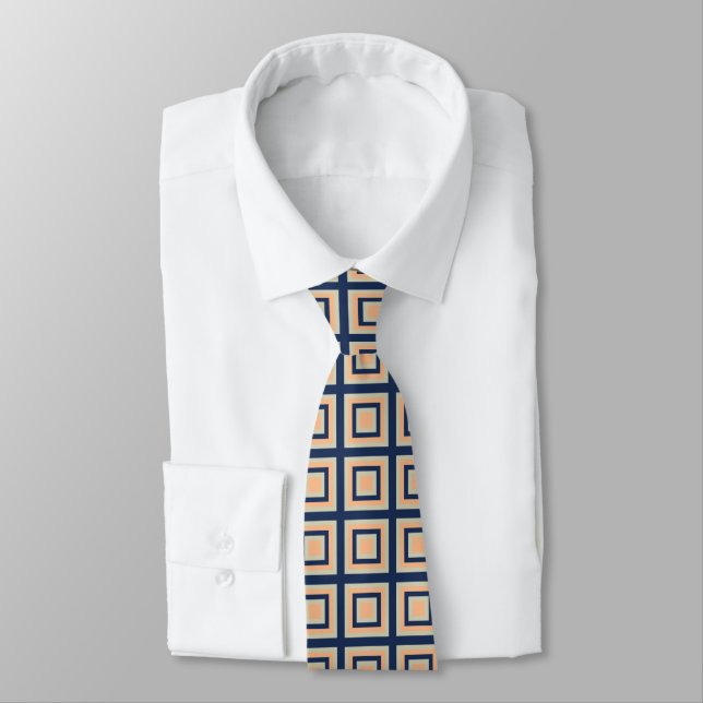 Geometric Squares Geometric Pattern Neck Tie (Tied)