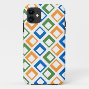 Geometric Squares   Orange Green Blue iPhone 11 Case