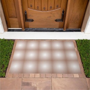 Geometric Squares with Mocha Mousse Gradient White Doormat