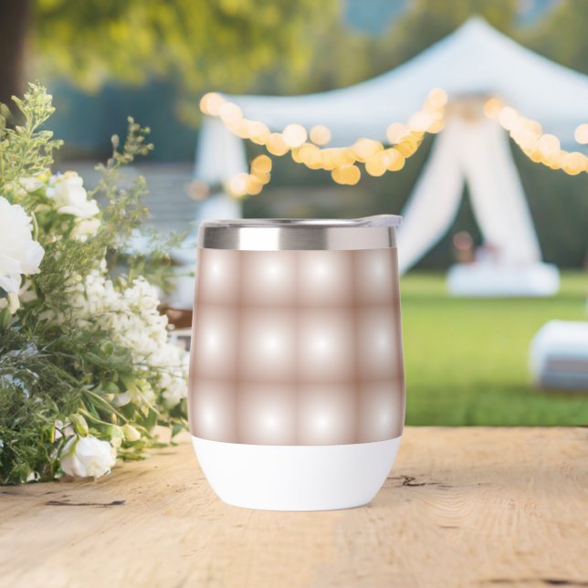 Geometric Squares with Mocha Mousse Gradient White Thermal Wine Tumbler (Wedding)