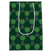 Geometric St Patricks day Celtic Triskele Shamrock Medium Gift Bag (Back)