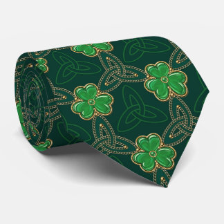 Geometric St Patricks day Celtic Triskele Shamrock Neck Tie