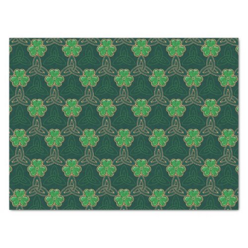 Geometric St Patricks Day Celtic Triskele Shamrock Tissue Paper