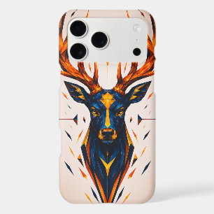 Geometric Stag Orange & Blue Polygonal Art iPhone 17 Pro Max Case
