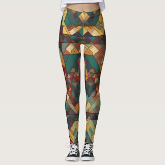Geometric stained glass leggings
