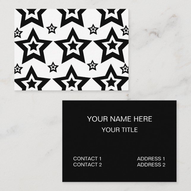 Geometric Star Black and White Geometric Star Business Card (Front/Back)