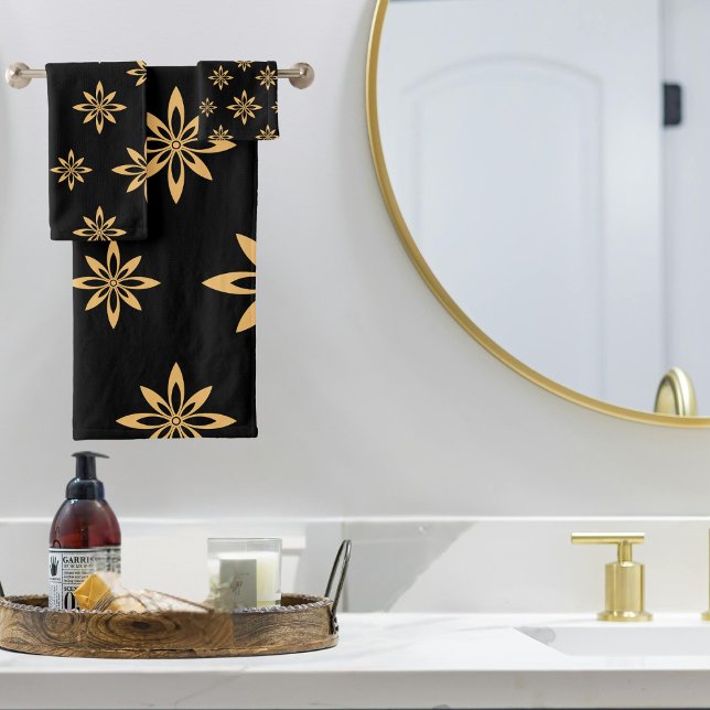 Geometric Star-like Petal Flower Repeating Bath Towel Set (Creator Uploaded)