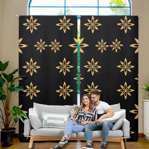 Geometric Star-like Petal Flower Repeating Blackout Curtains