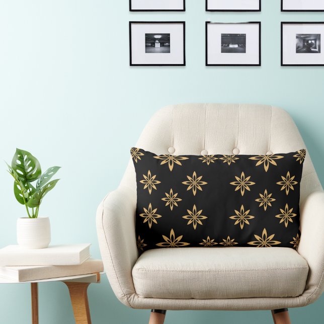Geometric Star-like Petal Flower Repeating Pattern Lumbar Pillow (Creator Uploaded)