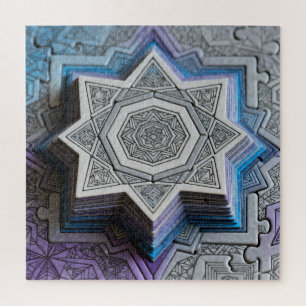 Geometric Star Mandala Gradient Puzzle