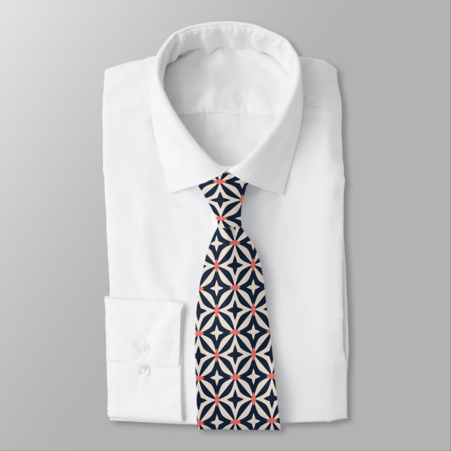 Geometric Star Pattern Neck Tie (Tied)