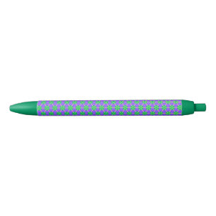 Geometric Starburst in Purple, Green and Yellow Pen