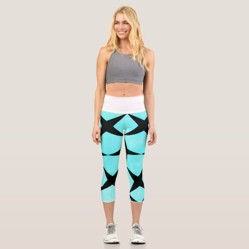 Geometric Stars Capri Leggings