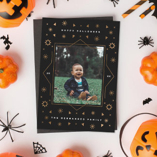 Geometric Stars Fun Modern Halloween Photo Card