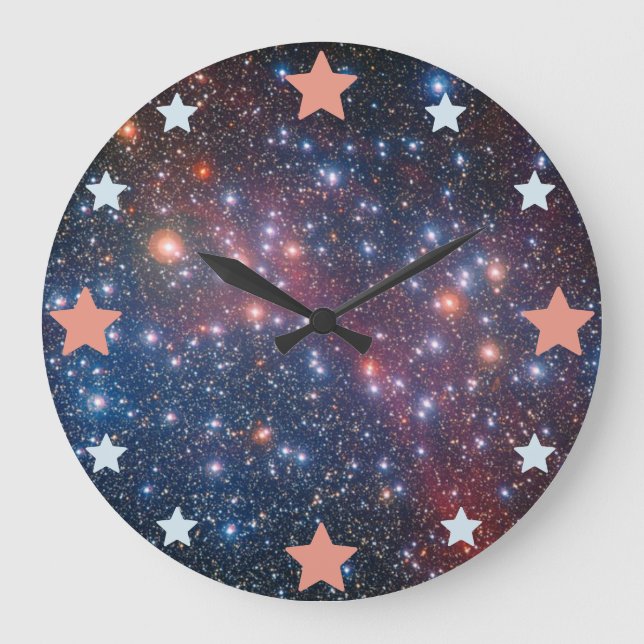Geometric Stars Over a Cosmic Nebula. Large Clock (Front)