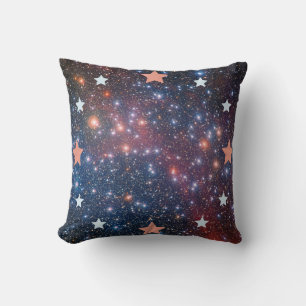 Geometric Stars Over a Cosmic Nebula. Throw Pillow