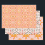 Geometric Stars Vines Suns Pink Orange Wrapping Paper Sheets<br><div class="desc">Hope you like this hand made paper variety pack.  Check out my shop for lots more colors and patterns and let me know if you'd like something customized.</div>