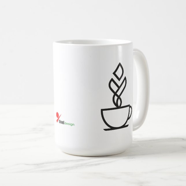 Geometric Steam Coffee Mug | Minimalist Line Art D (Front Right)