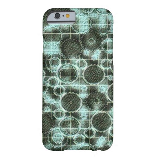 Geometric Steampunk Cog Blueprint Barely There iPhone 6 Case