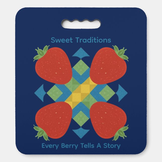Geometric Strawberry Blue Patch Kneeling Pad (Front Vertical)