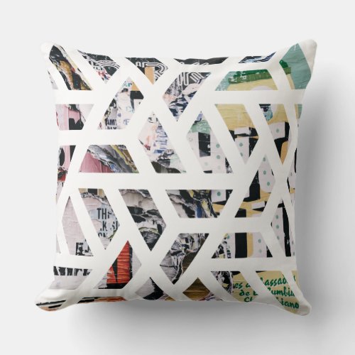 Geometric Street Art Poster Design Throw Pillow