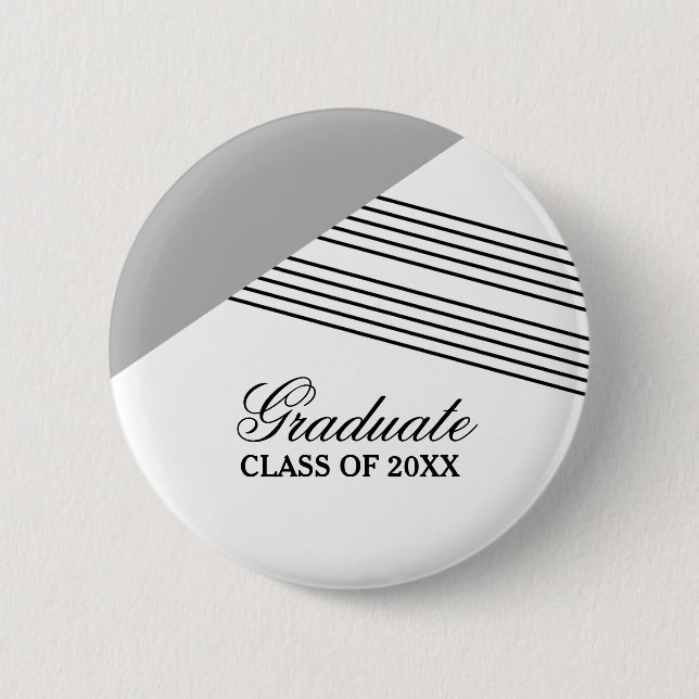 Geometric Stripe Gray Graduation Button (Front)