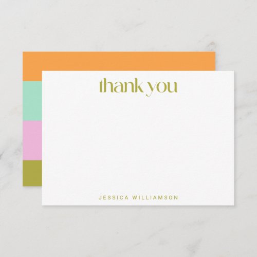 Geometric Stripe Green Pastel Custom Bridal Shower Thank You Card