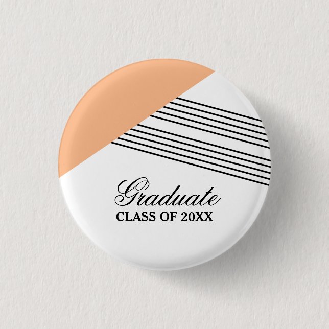 Geometric Stripe Orange Graduation Button (Front)