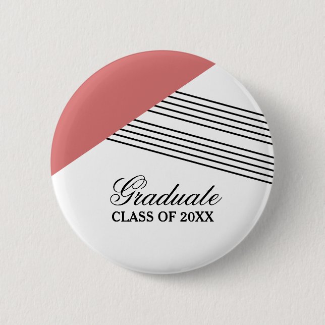Geometric Stripe Red Graduation Button (Front)