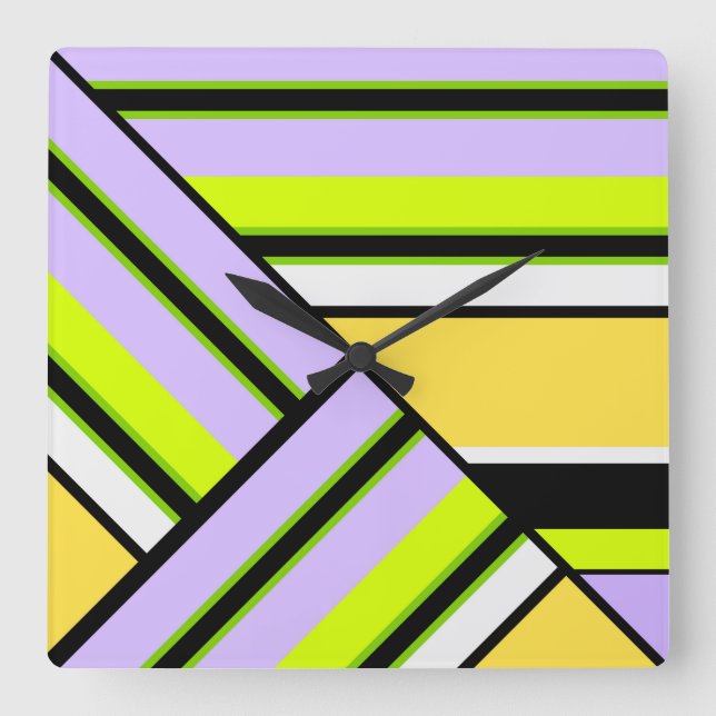 Geometric, stripe square wall clock (Front)