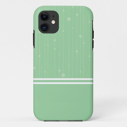 Geometric stripes and dots mint green pastel color iPhone 11 case