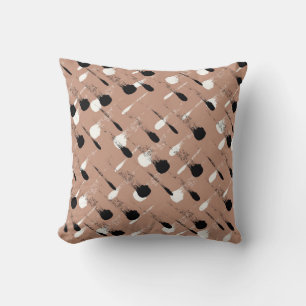 Geometric Stripes Brown Seamless Pattern Throw Pillow