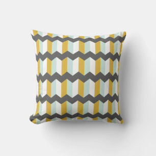 Geometric Stripes Chevron Mint  And Yellow Pattern Throw Pillow