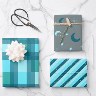 Geometric Stripes Moon Baby shower Wrapping Paper Sheets