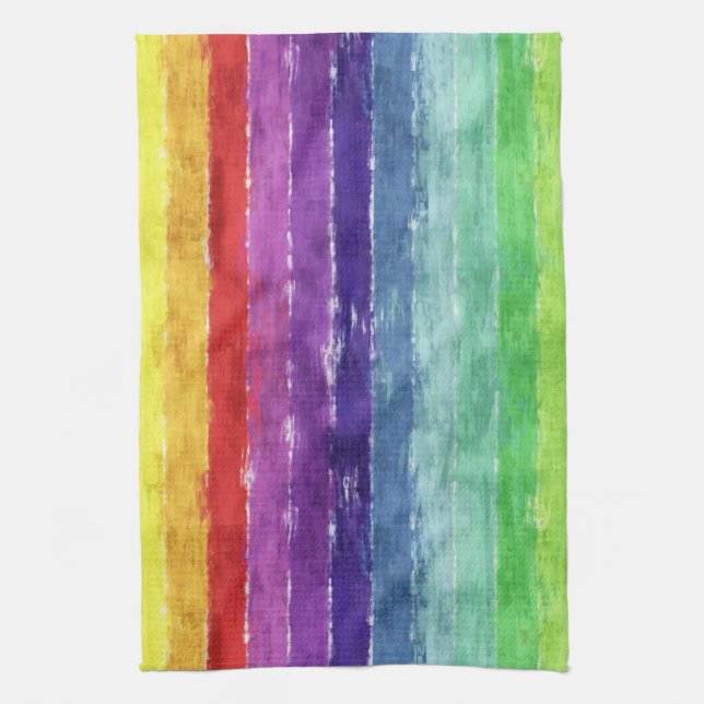 Geometric Stripes Watercolor Kitchen Towel (Vertical)
