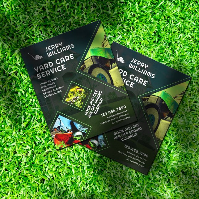 Geometric style lawn mowing yard care flyer (Creator Uploaded)