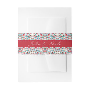 Geometric Style Sparkles Copper Metallic Wedding Invitation Belly Band