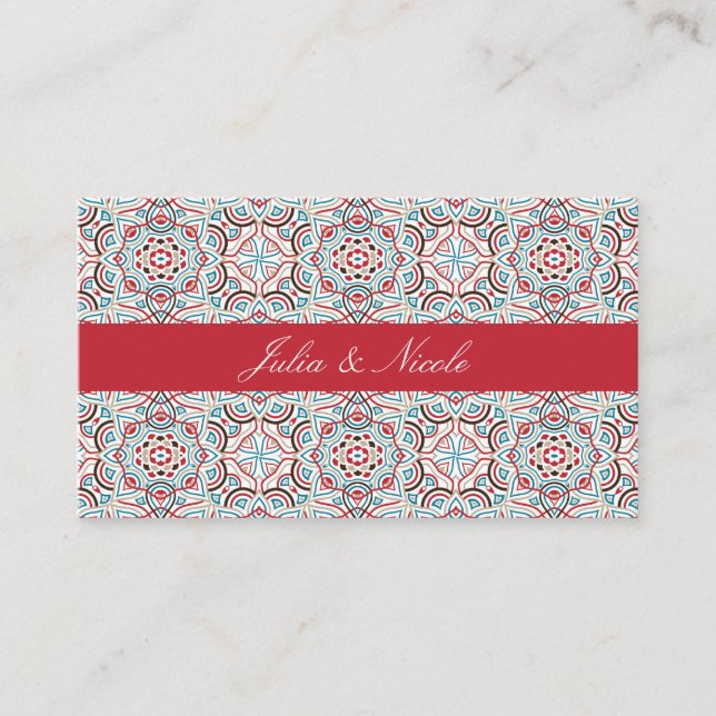Geometric Style Sparkles Copper Metallic Wedding Place Card (Front)