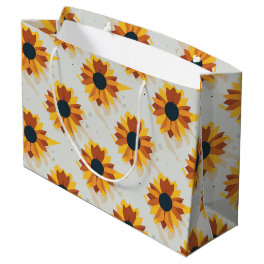 Geometric Style Sunflower Pattern Large Gift Bag